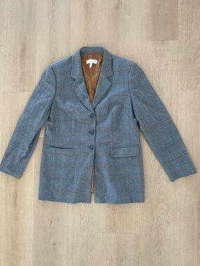 ESCADA Blazer Ermenegildo Zegna 100% Blue Yellow Sz 42 Wool Cashmere